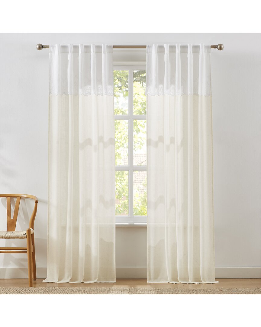 Brigitte Embroidery Eyelet Scalloped Edge Window Curtain Panels