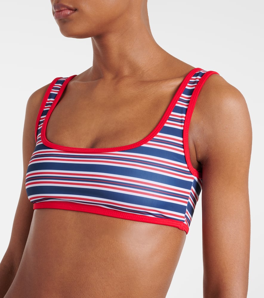 Rounded Edges striped bikini top