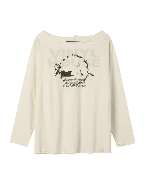 RAW CUT OVER LS TEE CREAM