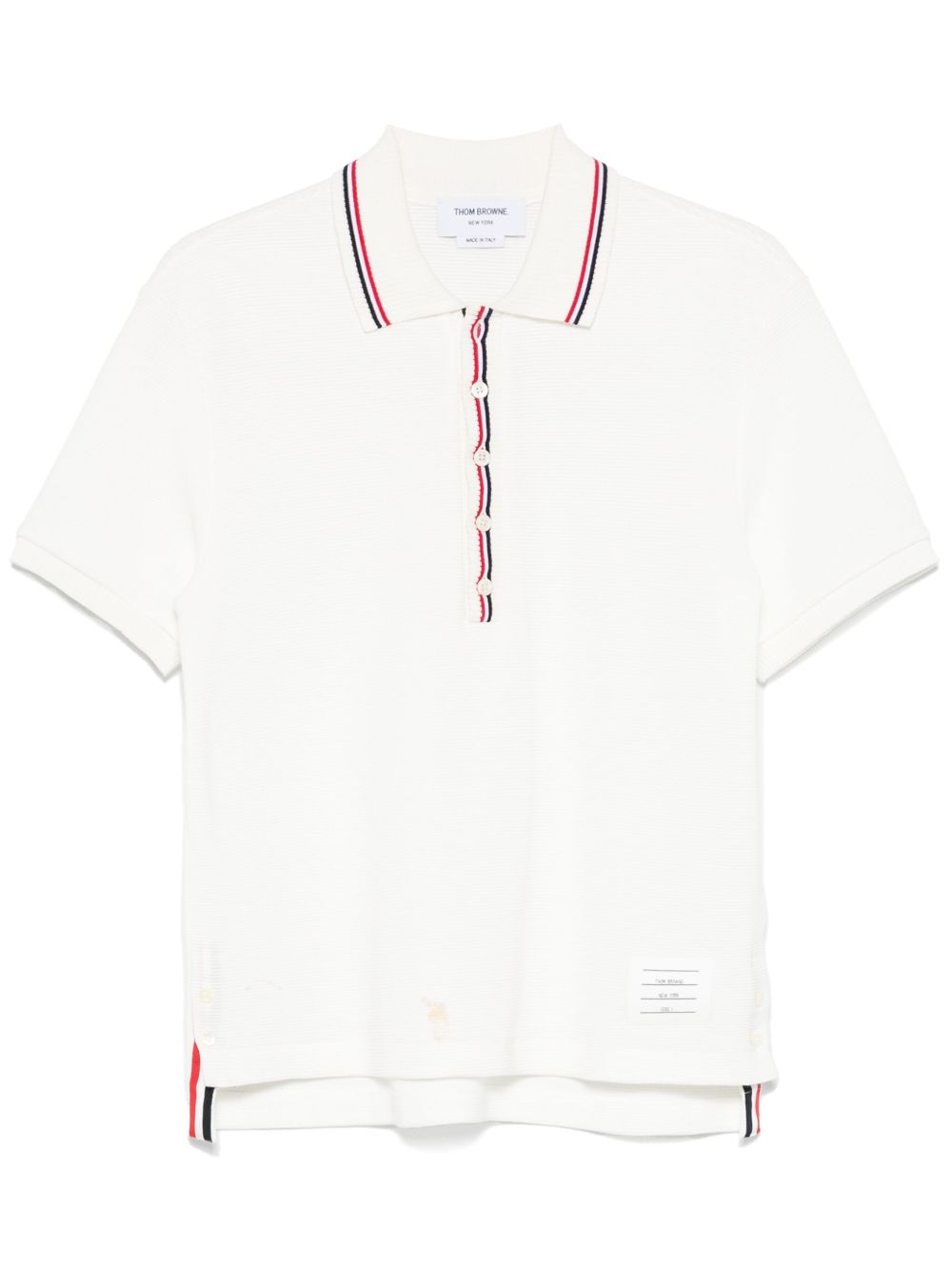 Thom Browne RWB stripe-detail polo shirt - Neutrals