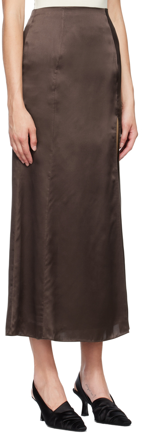 Brown Organic Silk Maxi Skirt