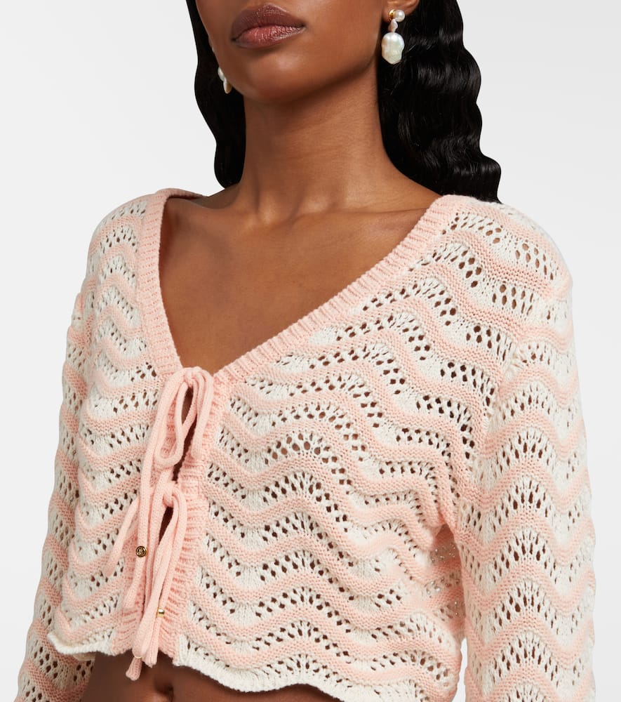 Miana striped cotton-blend crop top