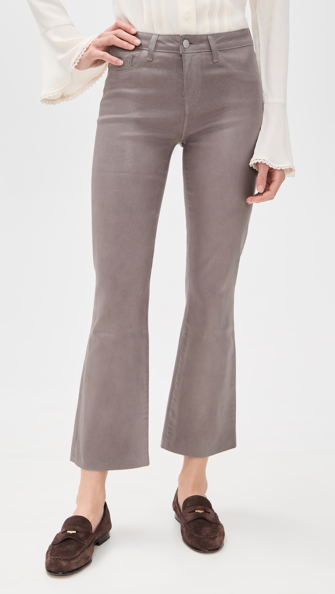 Kendra Crop Flare Jeans Driftwood Coated