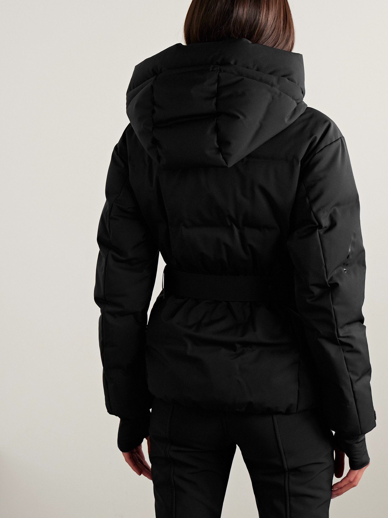 Tolima Hooded Belted Quilted Down Ski Jacket - Black