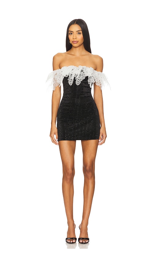 Prabal Gurung Off-shoulder Lace Trim Mini Dress in Black.  XS. Also in L