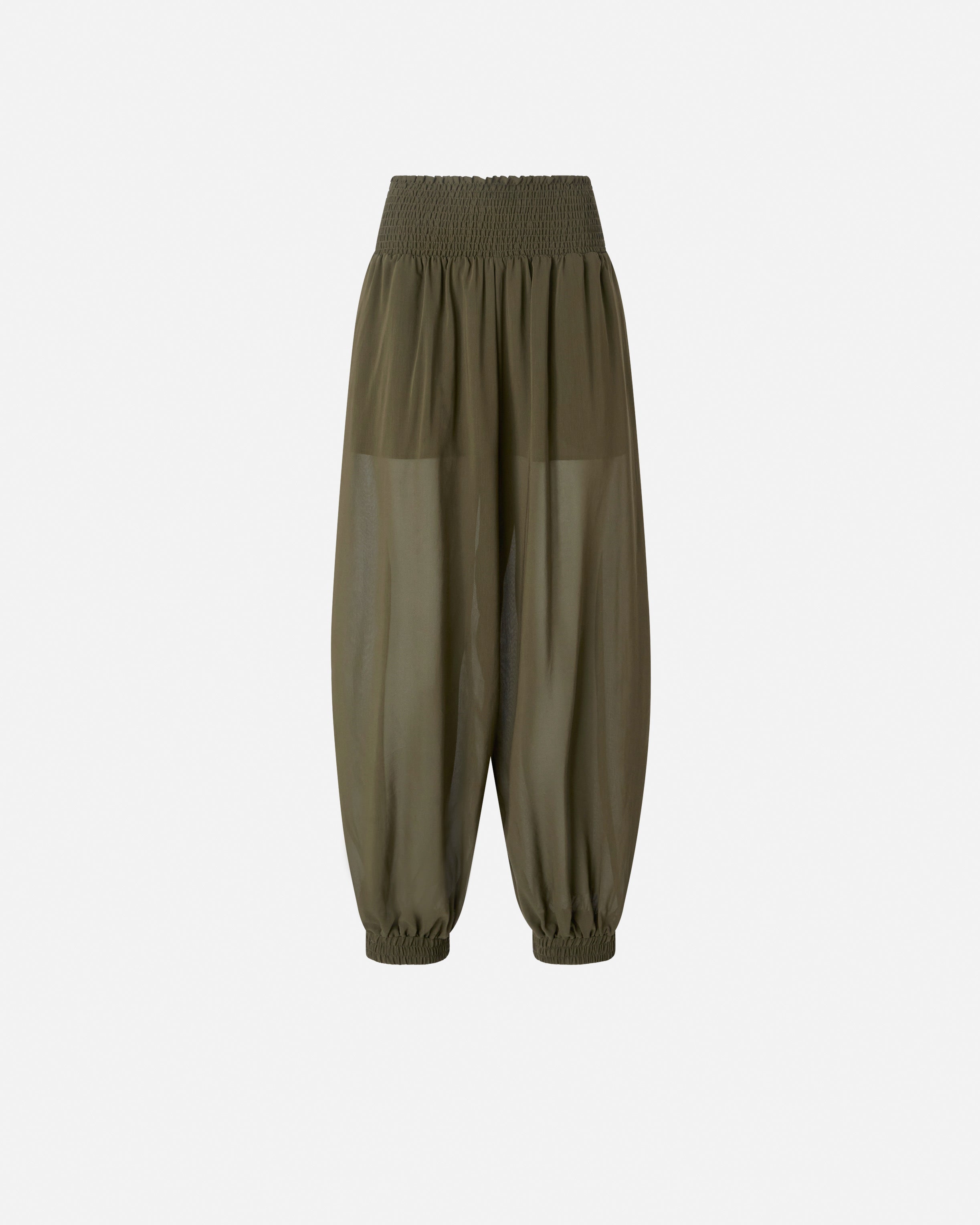Semi-sheer balloon-fit trousers - L