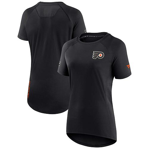 Women's Fanatics Black Philadelphia Flyers Authentic Pro Rink Raglan Tech T-Shirt