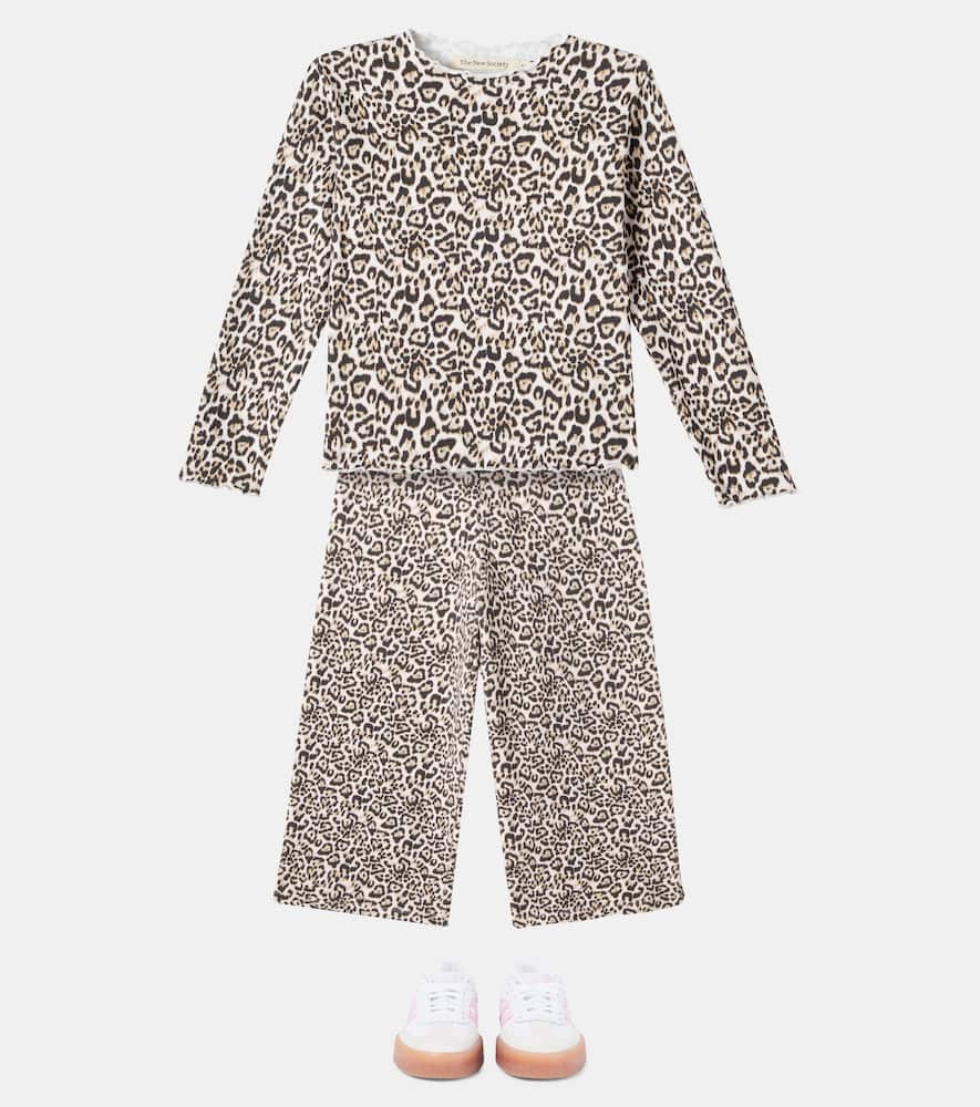 Leopard-print cotton-blend top