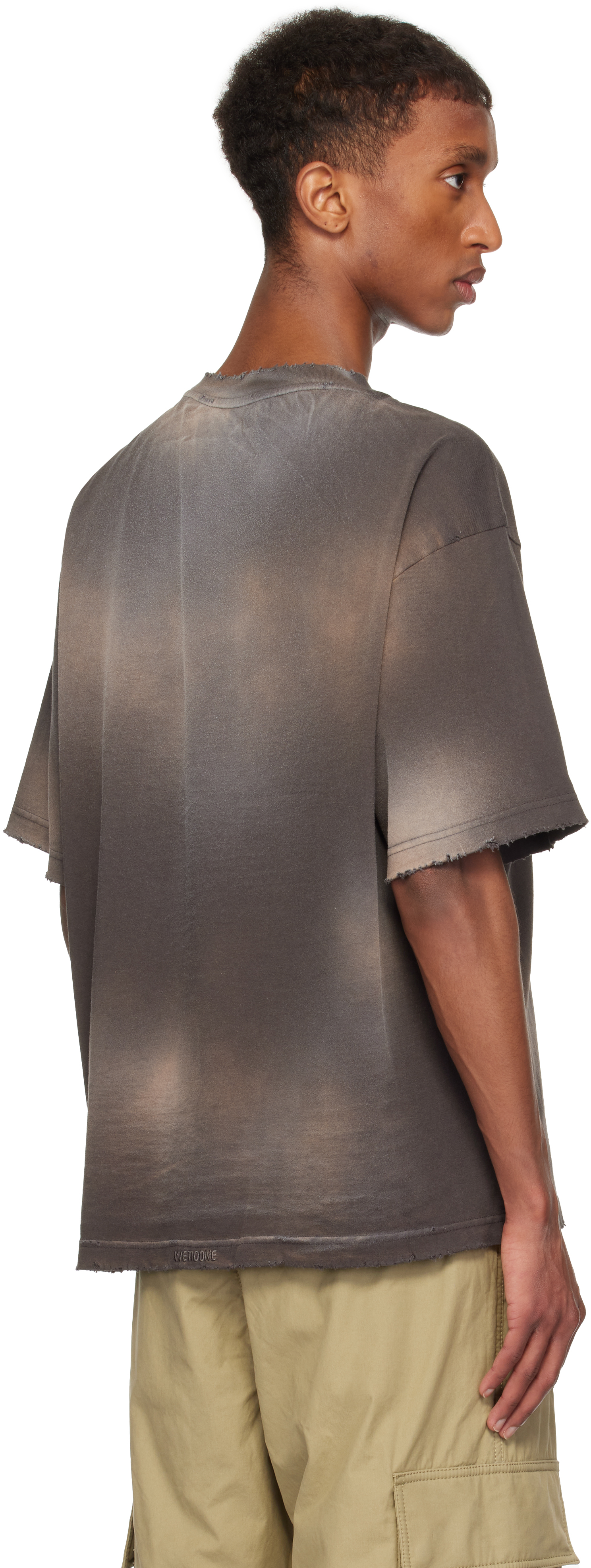 We11done Gray Standard Logo Washed T-shirt