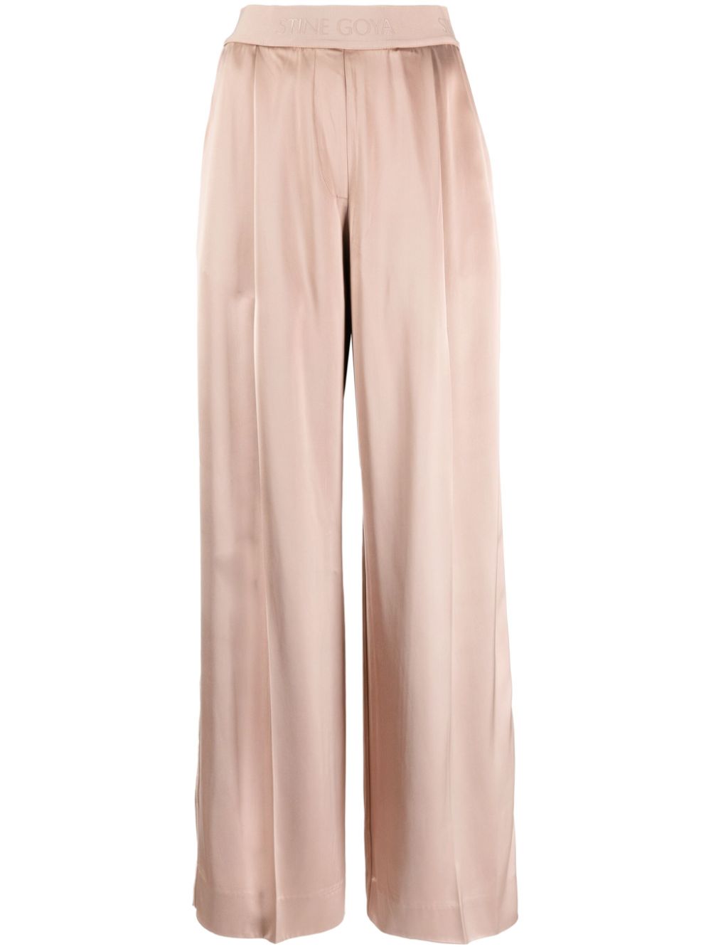 Ciara logo-waistband satin trousers - Pink