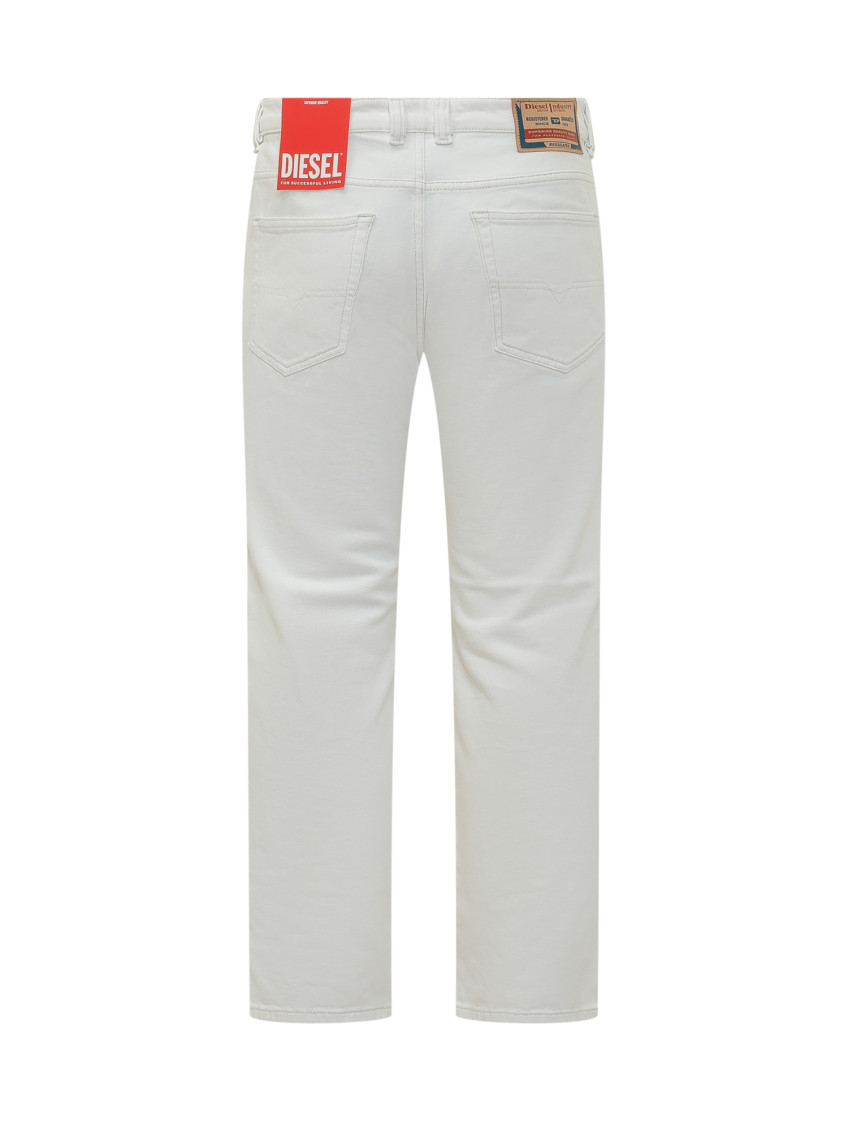 White Straight Mid Rise Jeans
