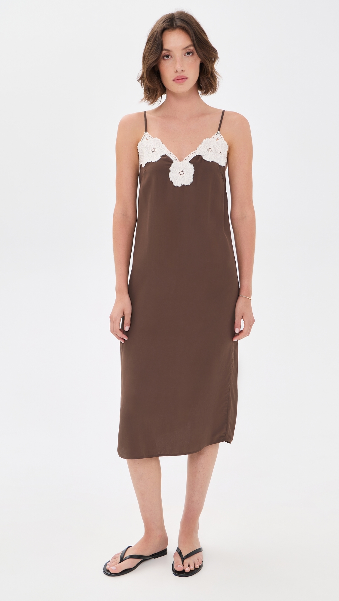 Midi Slip Dress Dark Brown