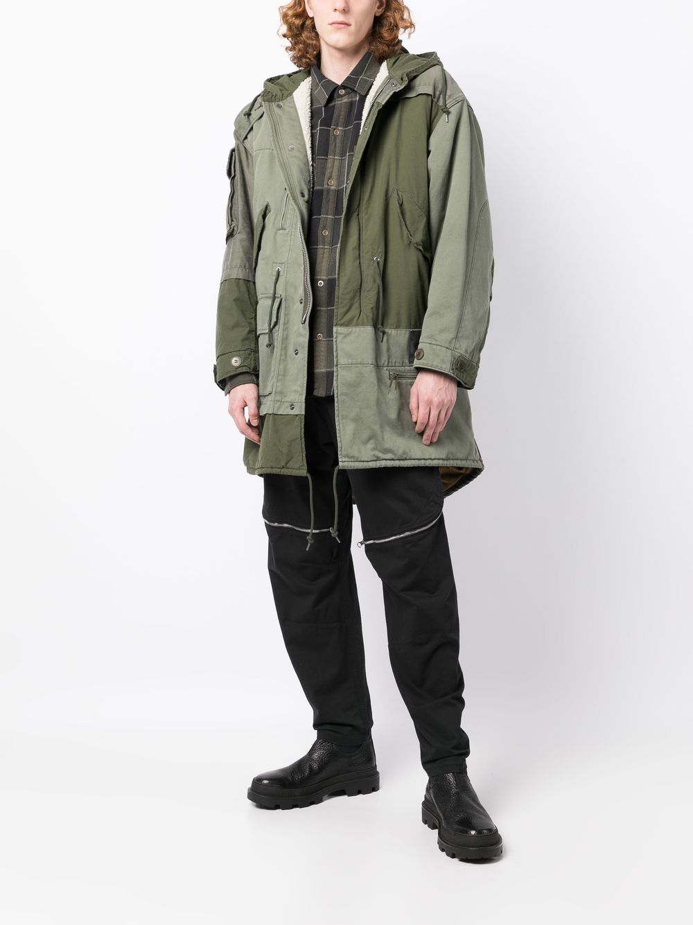 Deconstructed hooded parka - Green