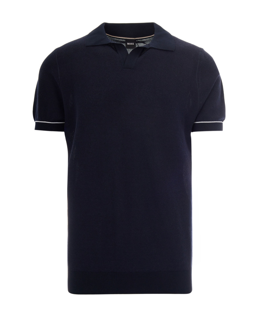 Blue Solid Shirt Collar Polo