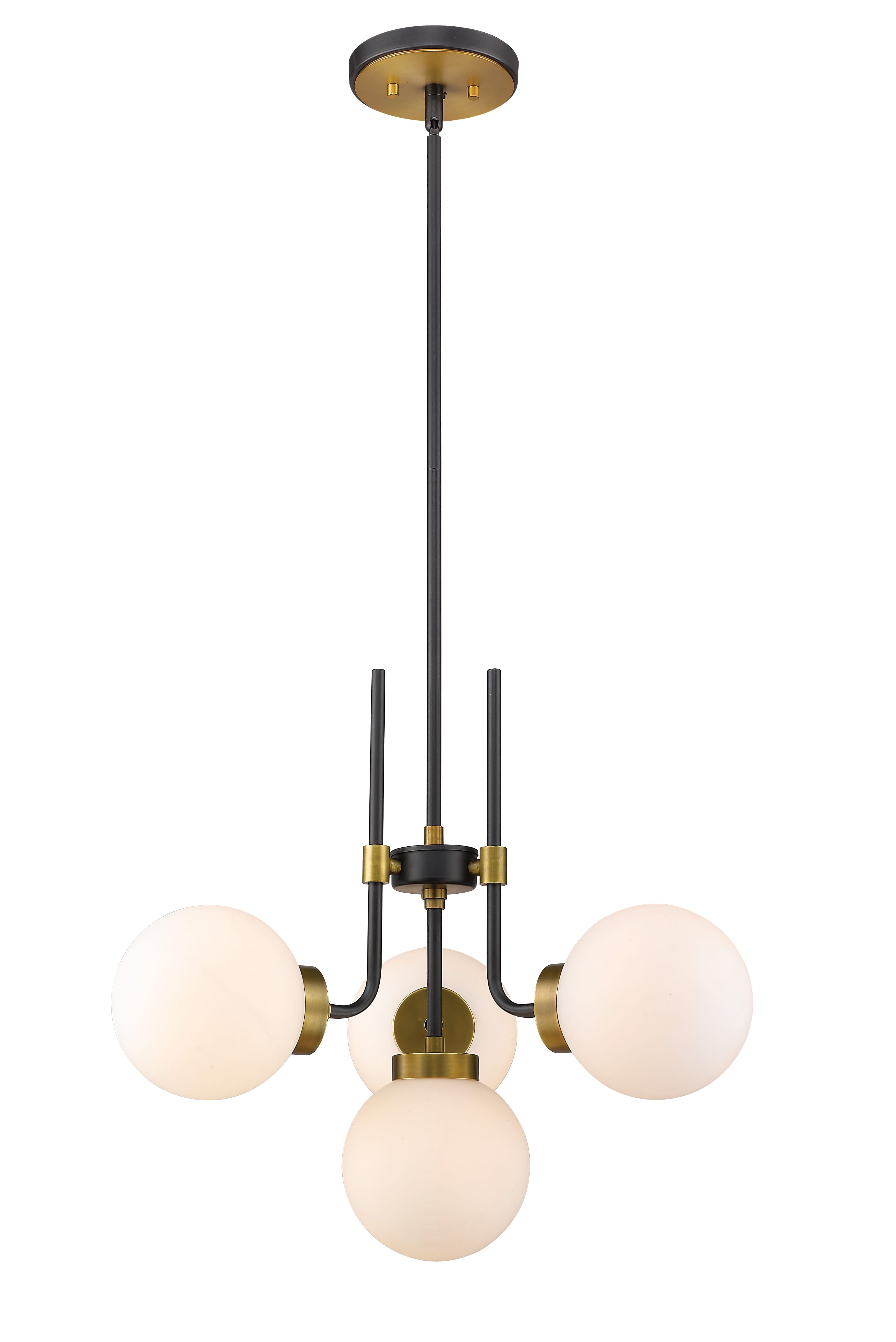 Parsons 4-Light Chandelier In Matte Black With Olde Bra