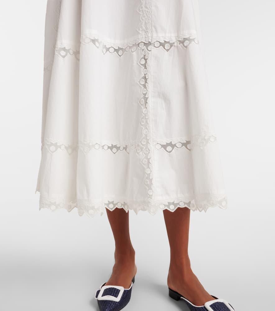 Lucia embroidered cotton midi skirt