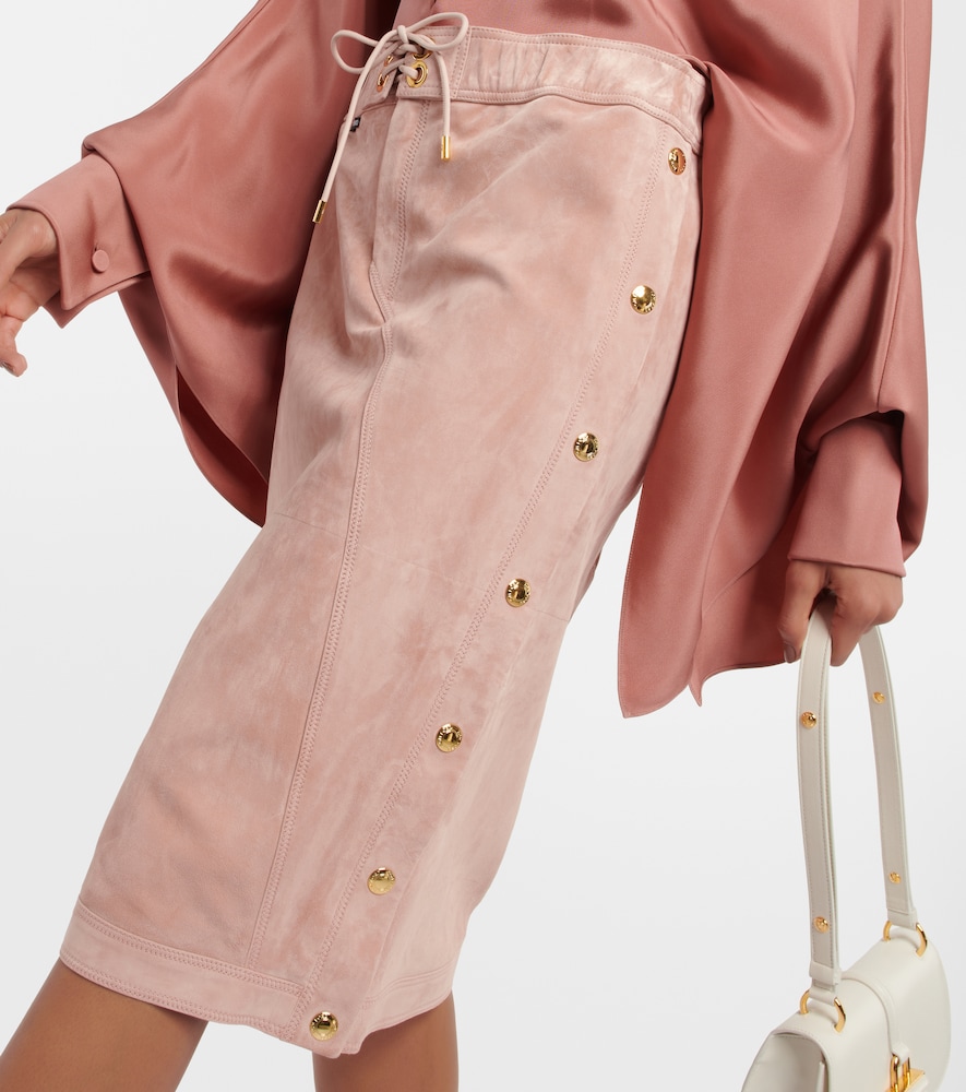 Plonge leather midi skirt