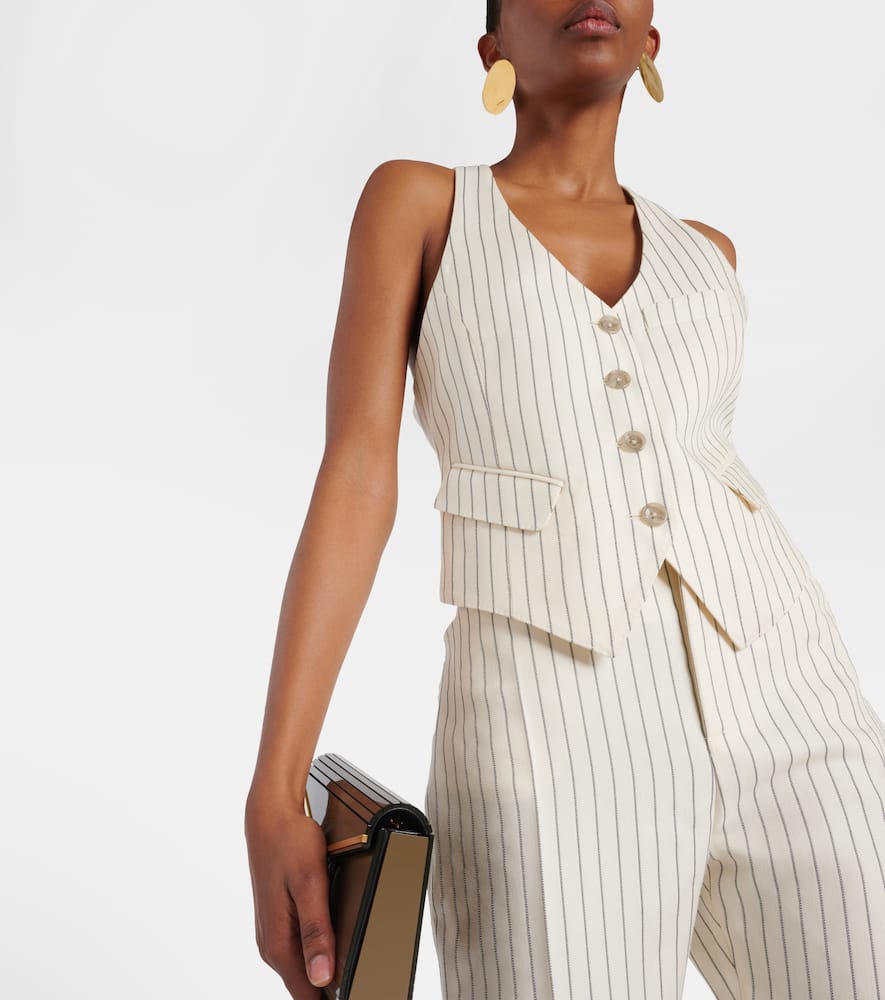Pinstripe wool and silk-blend vest