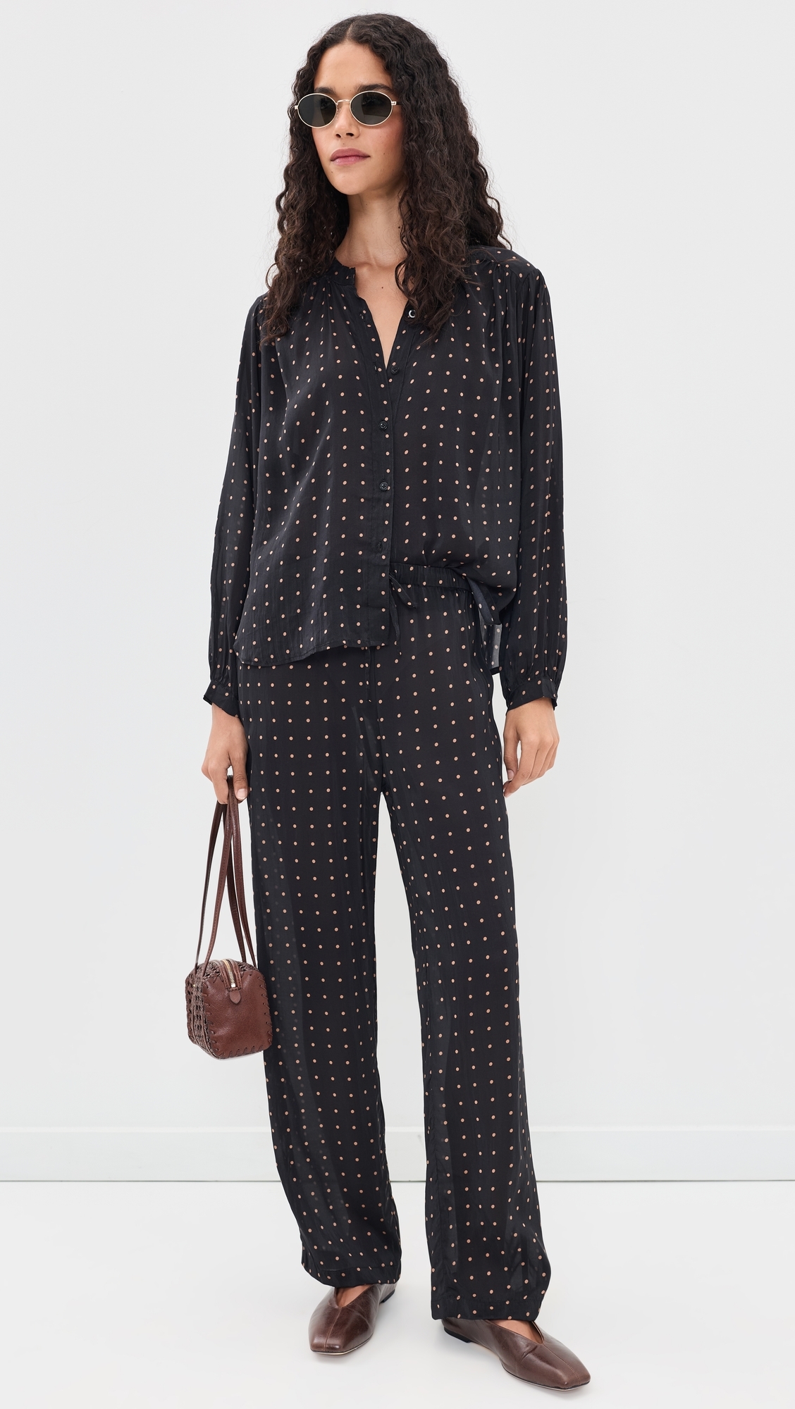 Tolan Shirt Petite Polka Dot Black & Tan