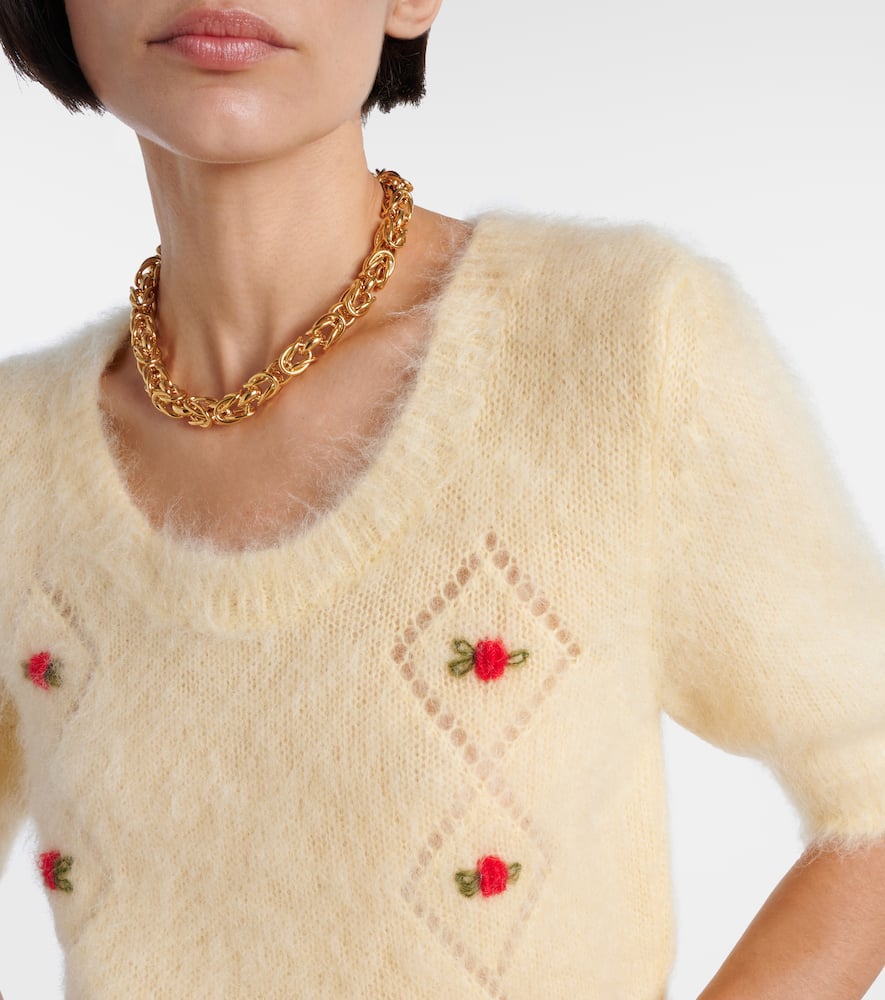 Embroidered mohair-blend sweater