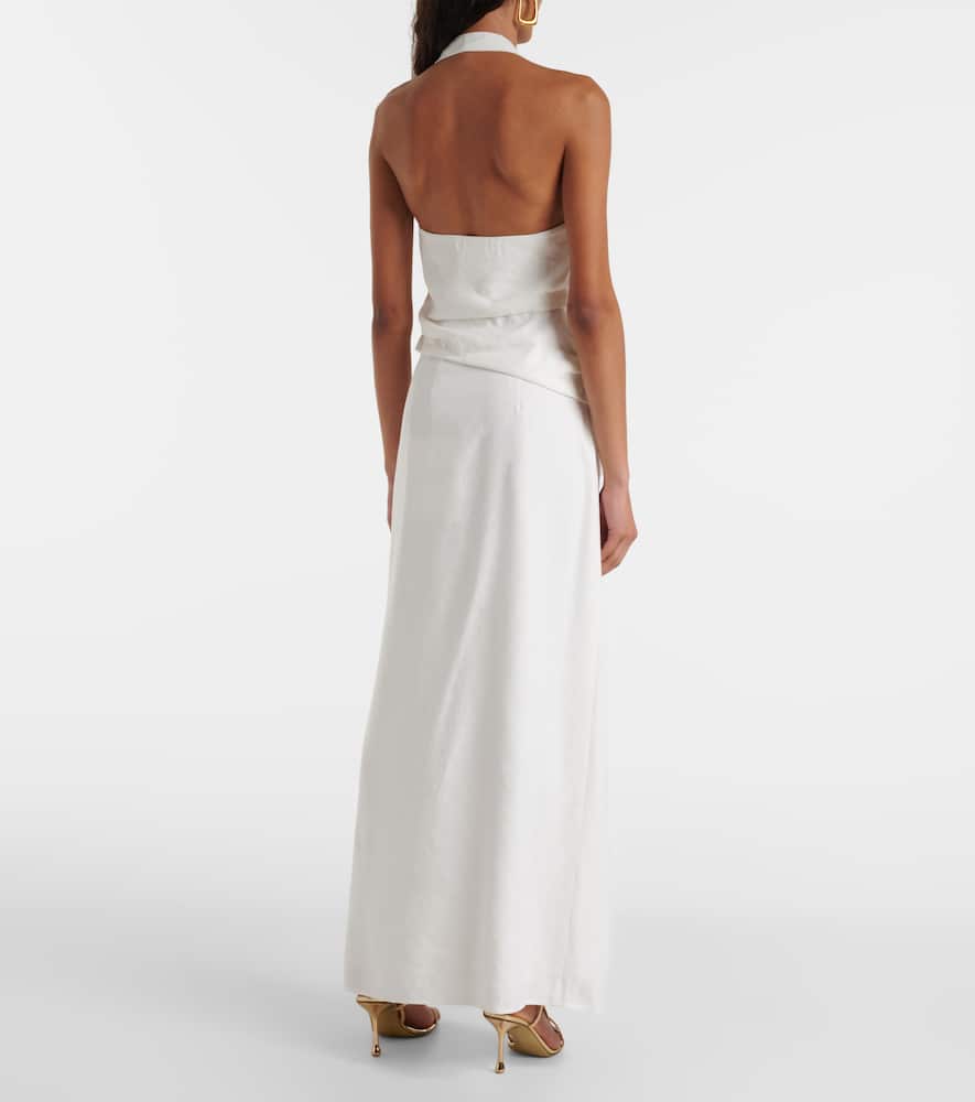 Dorian halterneck linen-blend top