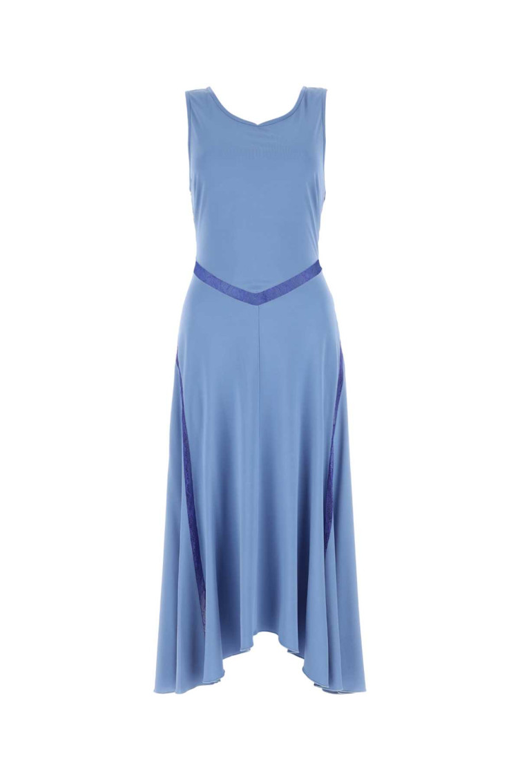 Lace-trim sleeveless maxi dress - Blue