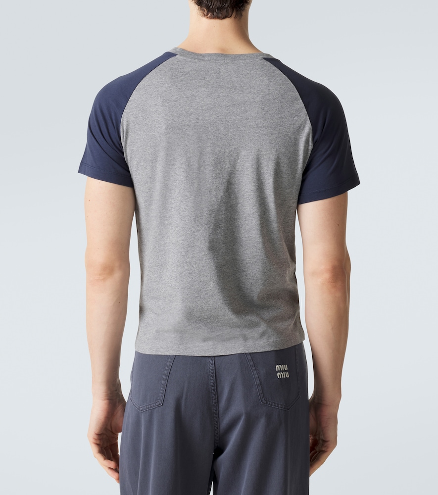 Logo cotton jersey Henley shirt