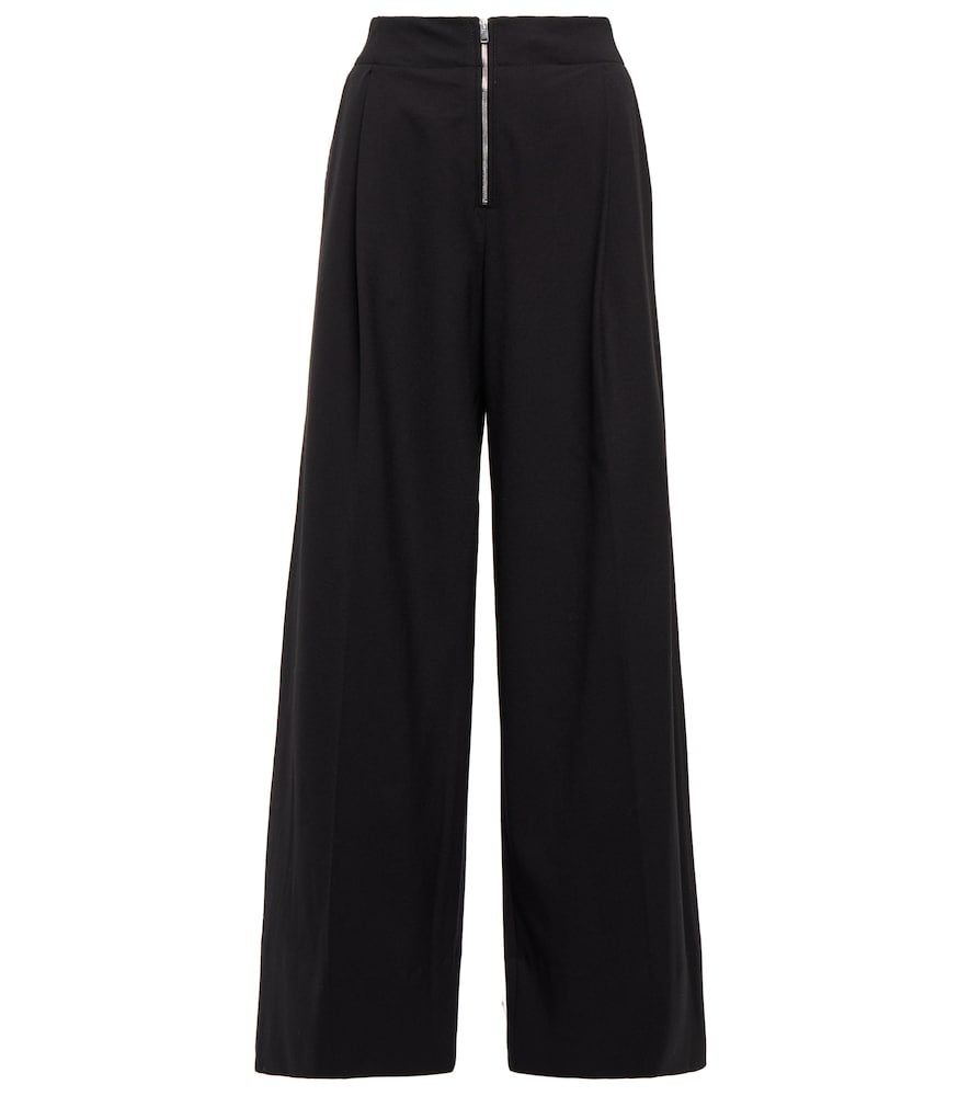 High-rise wide-leg wool-blend pants