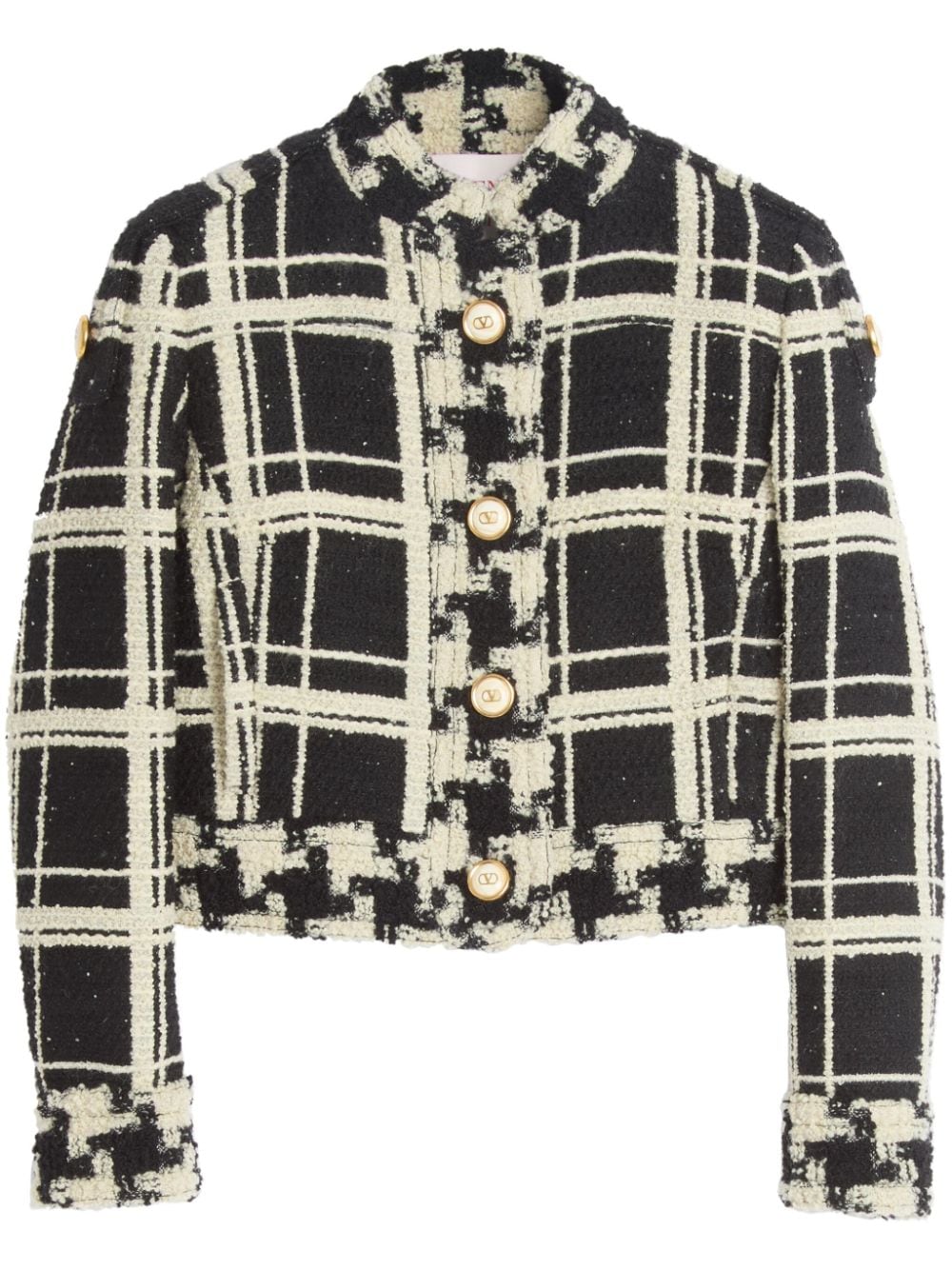 Check-pattern cropped jacket - Black