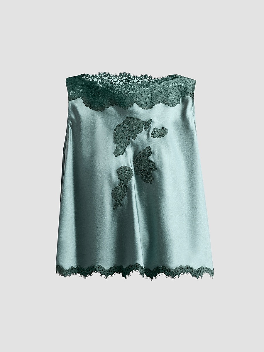 Women's Valerina Silk Lace Top - Dulac Green