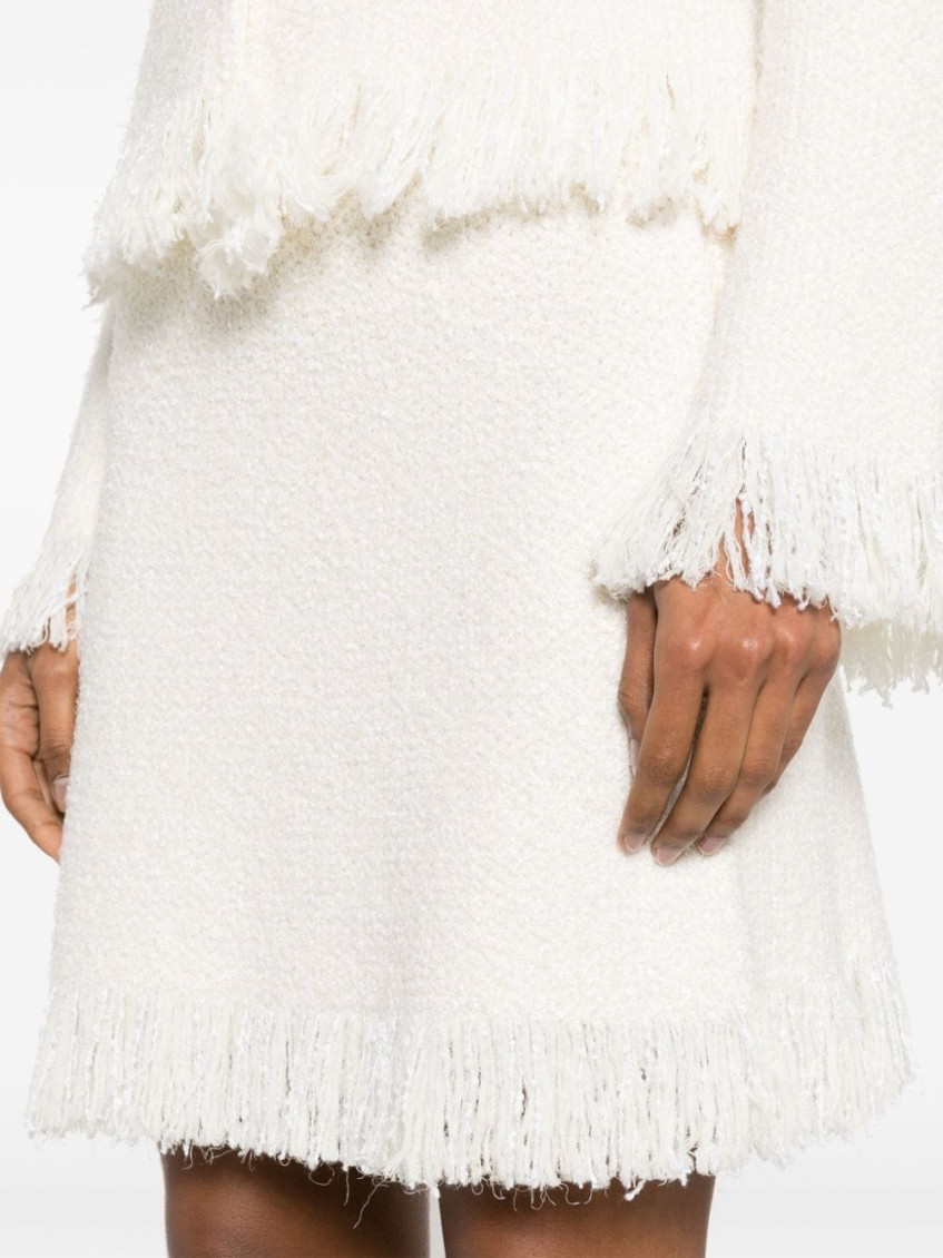 Bouclé fringed A-line miniskirt - Neutrals