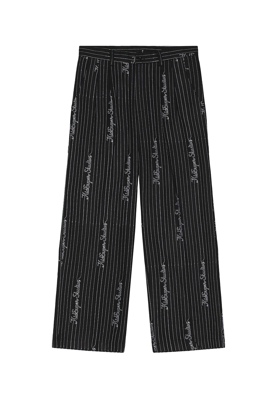 KidSuper Embroidered Ks Pinstripe Suit Bottom in Black. XL/1X also in