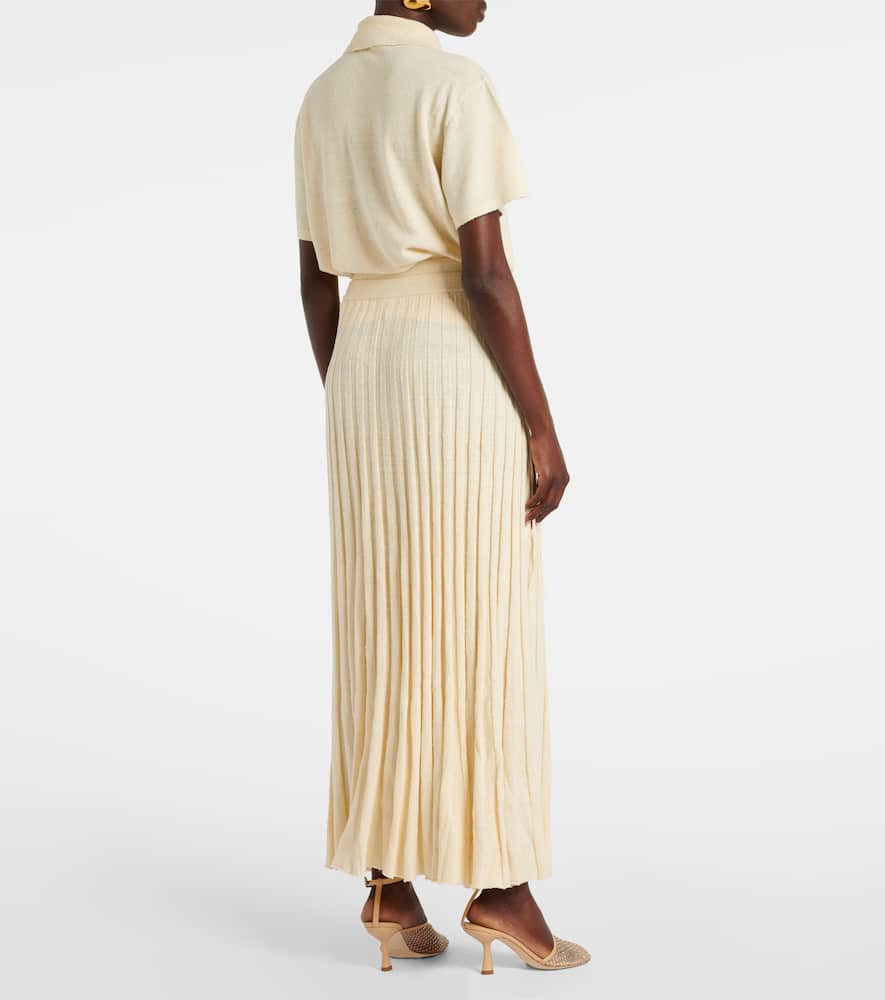 Linen and silk-blend maxi skirt