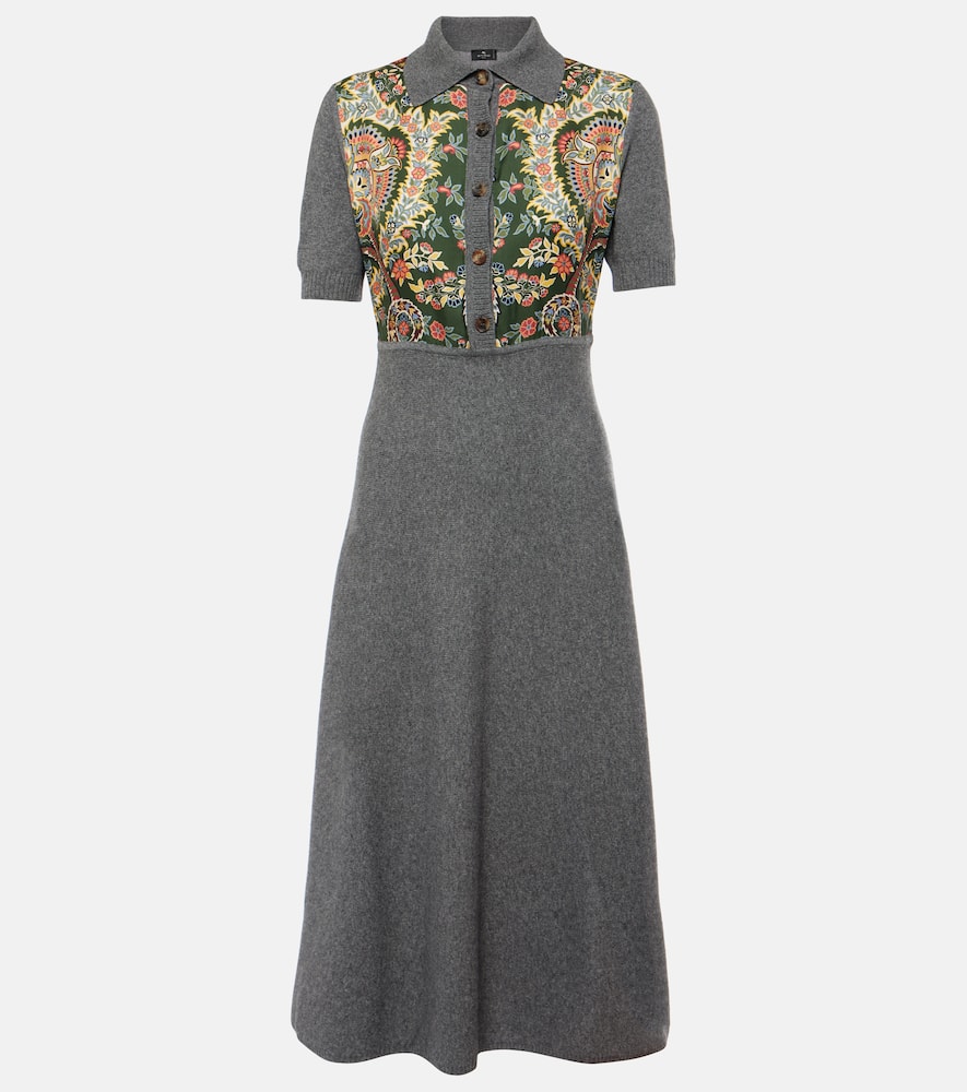 Paisley silk-trimmed polo dress