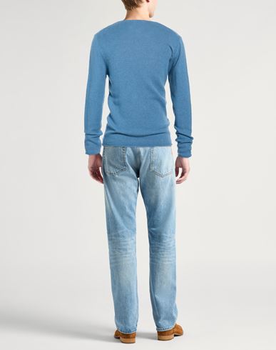 Man Sweater Slate blue Size S Baby alpaca wool, Merino Wool