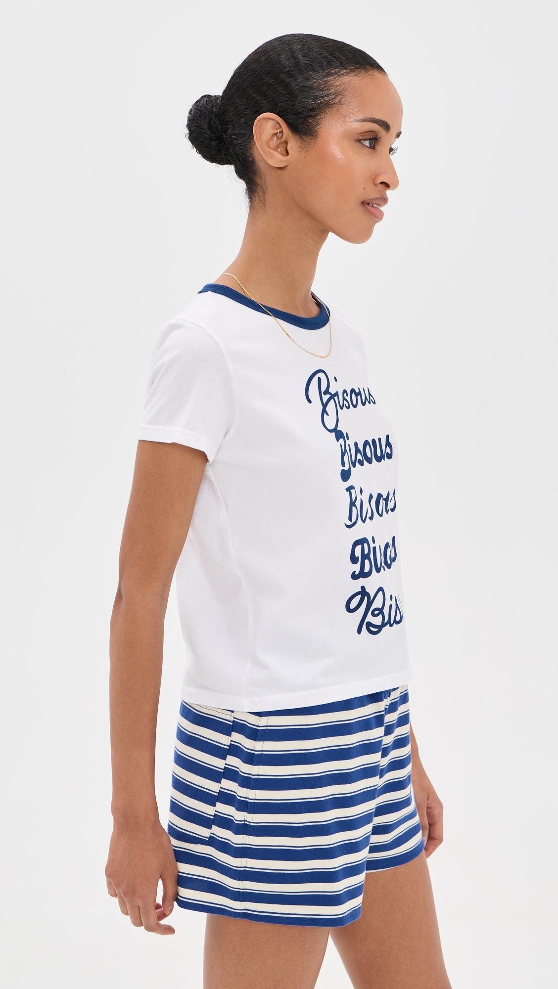Bisous Ringer Tee Navy Ringer