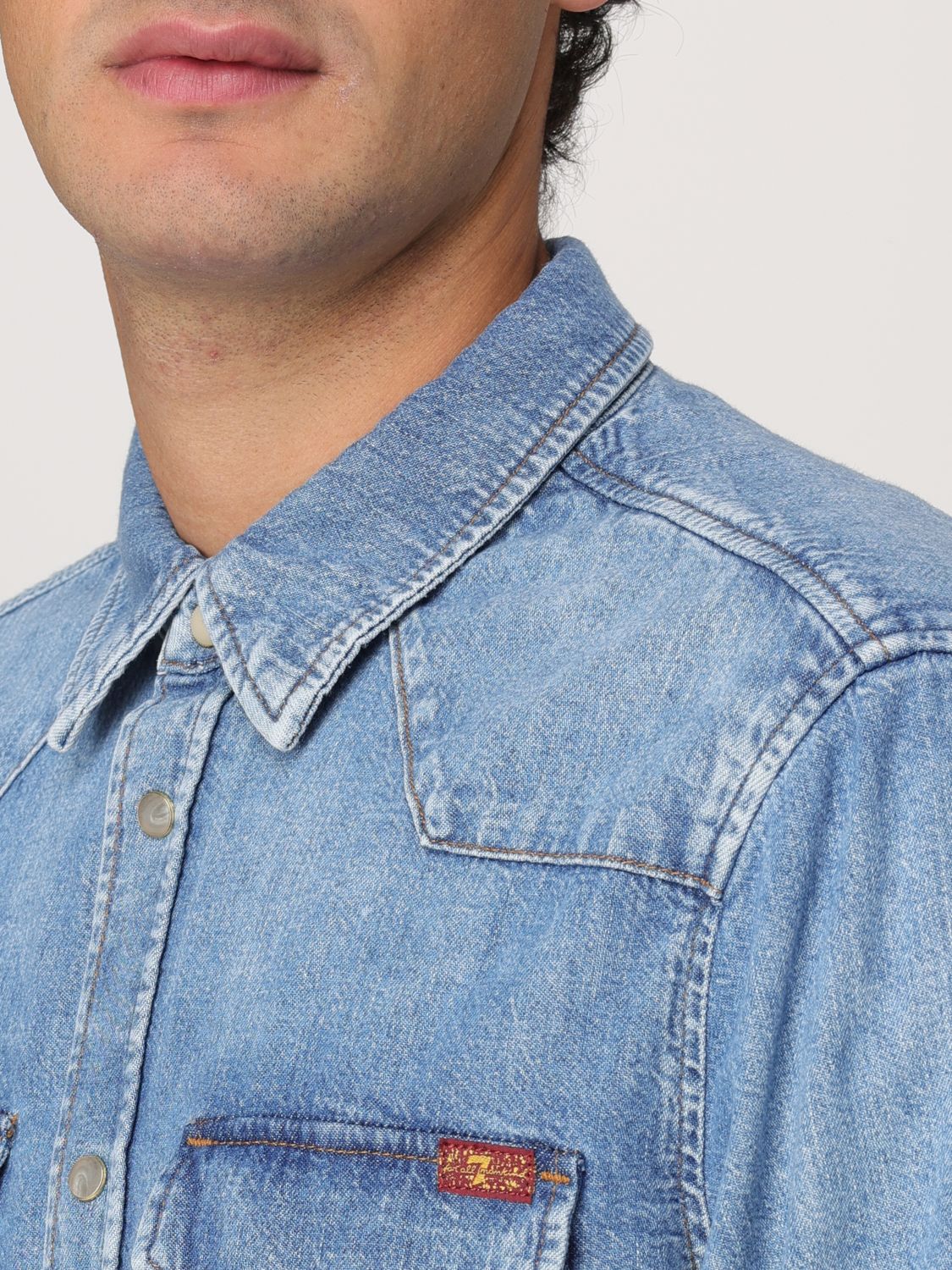 Flap-pocket denim shirt - Blue
