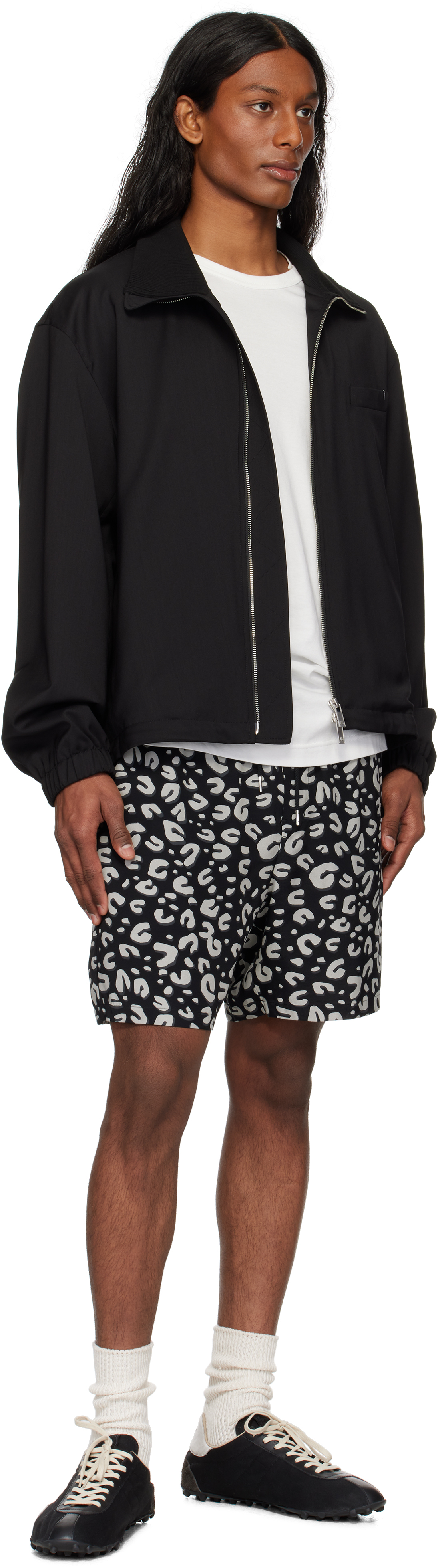 TAKAHIROMIYASHITA TheSoloist. Black & Gray Leopard Shorts