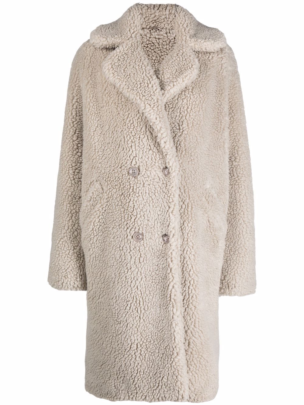 Teddy Bear oversized cocoon coat - Neutrals