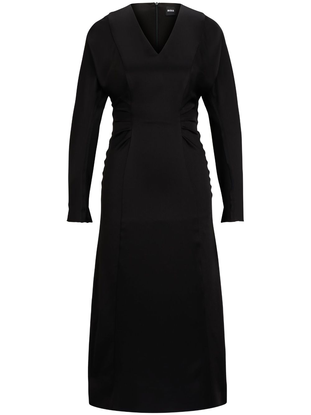 V-neck satin midi dress - Black