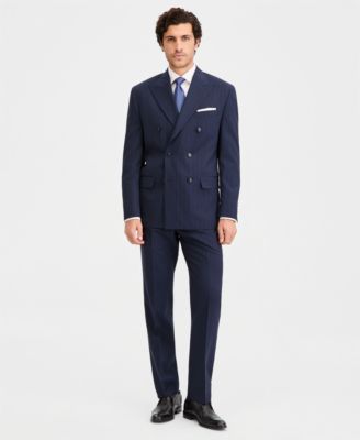 Mens Classic Fit Navy Pinstripe Double Breasted Suit Separates