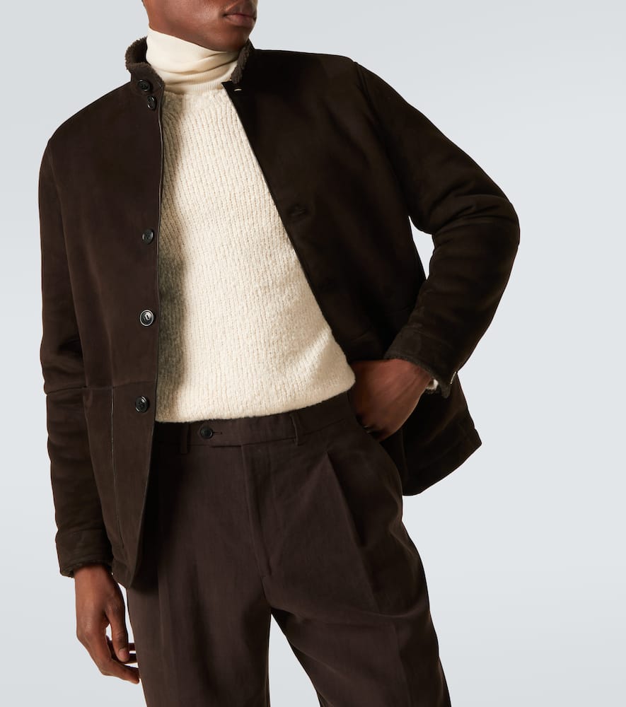 Il Conte shearling-trimmed suede jacket