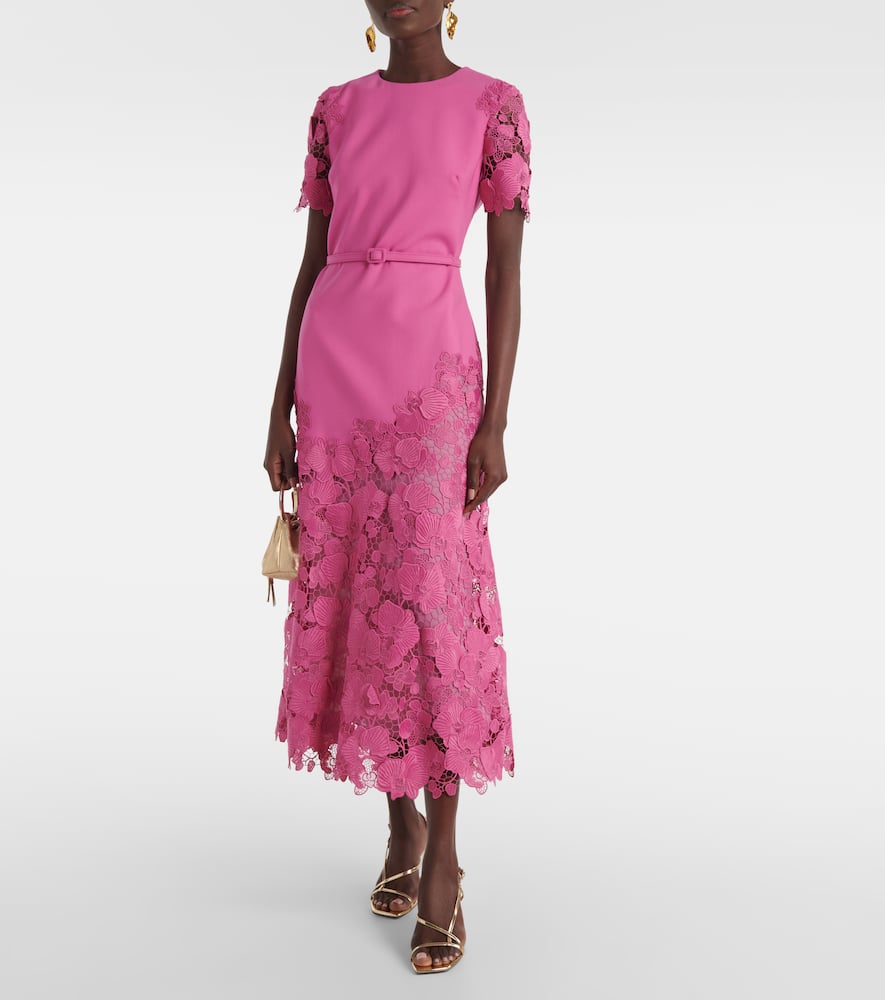 Orchid guipure wool-blend midi dress