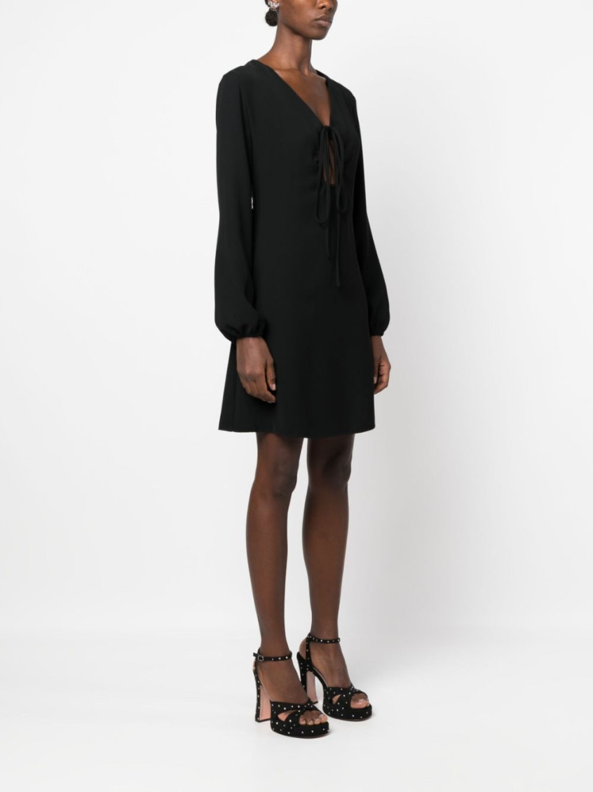 Black Abito V-neck Keyhole Dress