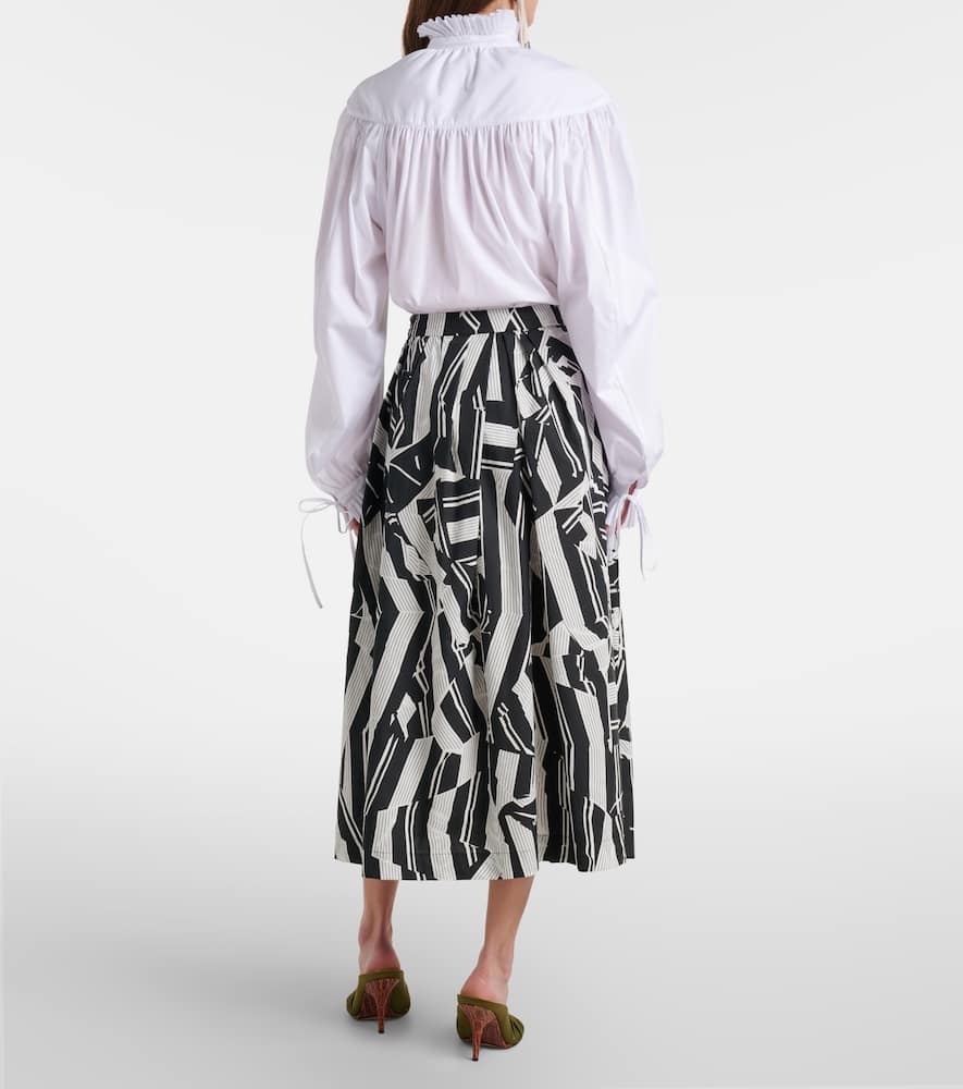 Printed cotton midi skirt