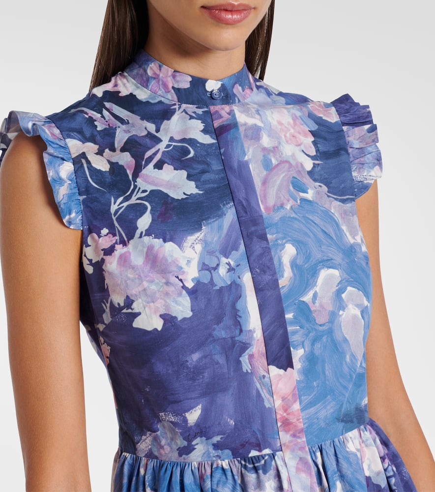 Flared floral midi dress