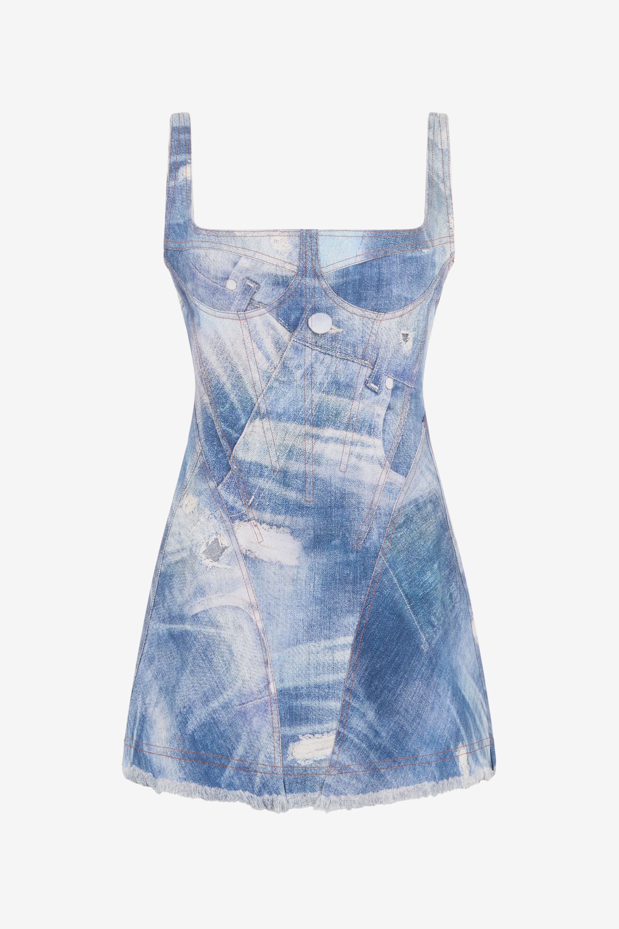 Denim Patch Print Mini Dress