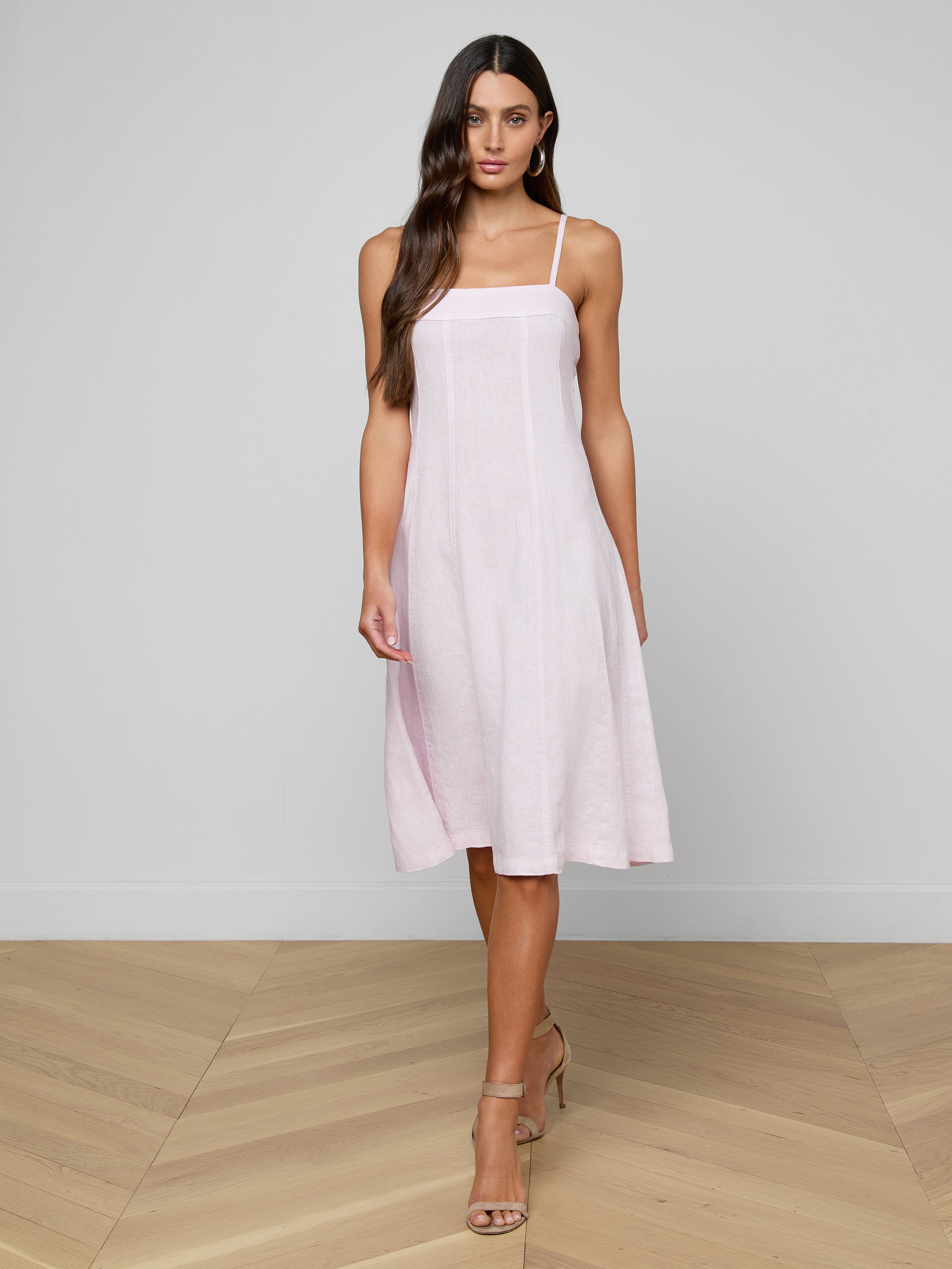 Mitzy Linen Midi Dress In Icy Lilac