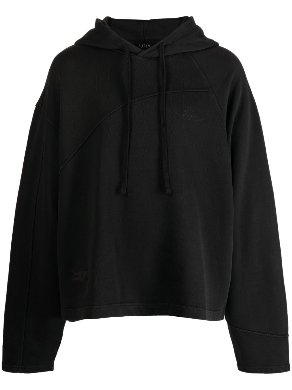 Logo-embroidered cotton hoodie - Black