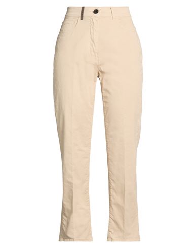 Woman Pants Beige Size 4 Cotton, Elastane